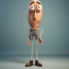 Leinwandbilder - Funny cartoon man standing with short torso Generative Ai