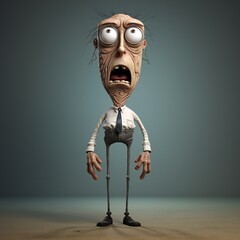 Leinwandbilder - Funny cartoon man standing with short torso Generative Ai