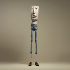 Leinwandbilder - Funny cartoon man standing with short torso Generative Ai