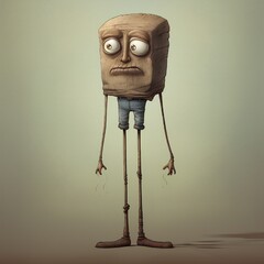 Leinwandbilder - Funny cartoon man standing with short torso Generative Ai