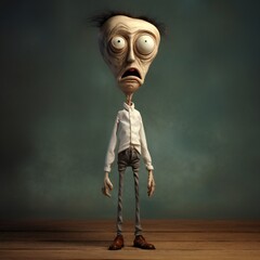Leinwandbilder - Funny cartoon man standing with short torso Generative Ai