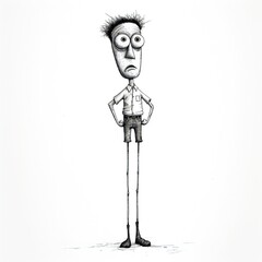 Poster - Funny cartoon man standing with short torso Generative Ai