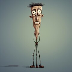 Poster - Funny cartoon man standing with short torso Generative Ai