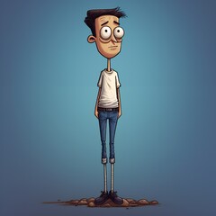 Poster - Funny cartoon man standing with short torso Generative Ai