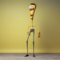 Poster - Funny cartoon man standing with short torso Generative Ai
