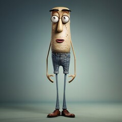Poster - Funny cartoon man standing with short torso Generative Ai