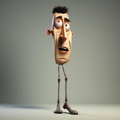 Poster - Funny cartoon man standing with short torso Generative Ai