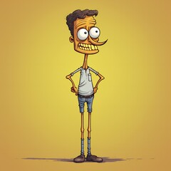 Poster - Funny cartoon man standing with short torso Generative Ai