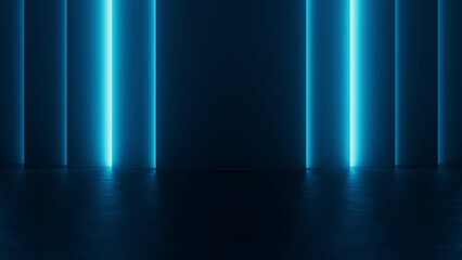 Wall Mural - abstract neon background with bright blue lights. shiny futuristic virtual space for product adverti