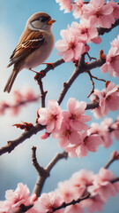 Wall Mural - bird on a branch painting