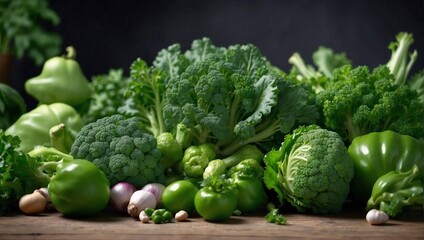 Wall Mural - photos of different types of fresh green vegetables made by AI generative