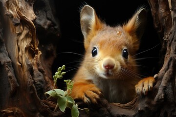 Wall Mural - A curious mammal gazes into the lens, revealing the wild spirit of a squirrel and the gentle demeanor of a hamster, as it explores the great outdoors