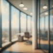 © MMS - blurred background of a light modern office interior with panoramic windows and beautiful lighting.