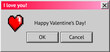© swillklitch - Valentine's Day themed dialogue box with y2k styled red pixel heart icon. Abstract vaporwave 00s aesthetics window, with 90s style love system message