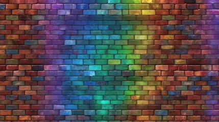 Poster - Colorful brick wall. Background with rainbow colors.