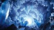 Mysterious blue crystal cave, stimulating adventure concept    