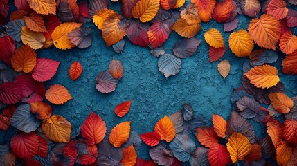 Wall Mural - colorful autumn leaves on a plain background, Generative AI