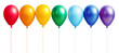 Glossy balloons in rainbow sequence floating, cut out