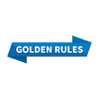 Golden Rules In Blue Rectangle Ribbon Shape For Important Rule Detail Information Announcement
