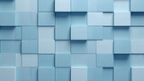 Fototapeta  - Pastell blue blocks, closeup of mosaic squares, graphics for backgrounds in layers 3d, wallpaper, texture for web business