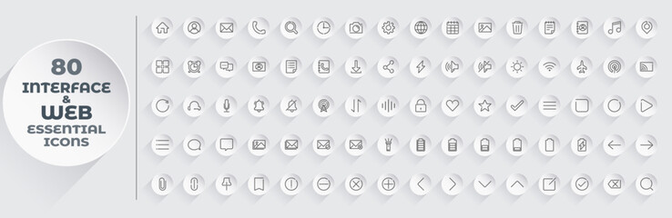 Interface Icon Pack Design Vector Template. Totally Customizable.
Minimalist and simple looking perfect linear Web Development, UI UX Essential icons set. Outline isolated user interface elements