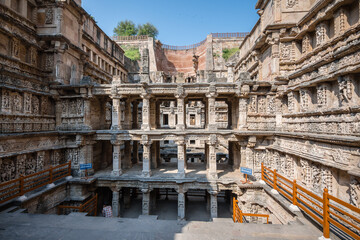 Poster - views of rani ki vav stepwells in patan, india