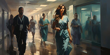 Hospital Hall Doctor Blur Motion.