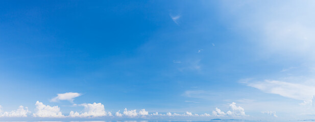 Wall Mural - panorama blue sky with white fluffy clouds