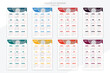 Calendar planner vector bundle design 2024, 2025, 2026, 2027, 2028, 2029, 2030 years template. colorful print design.