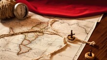 Vintage Compass And Camera On Map For Travel Planning