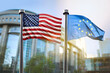 © artjazz - United states of America and European Union flags side by side