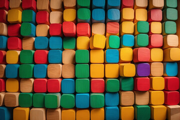 Colorful wooden blocks aligned - Concept