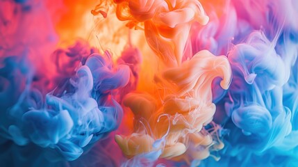 Wall Mural - Colorful ink swirling and blending together in water. Perfect for abstract backgrounds or creative designs