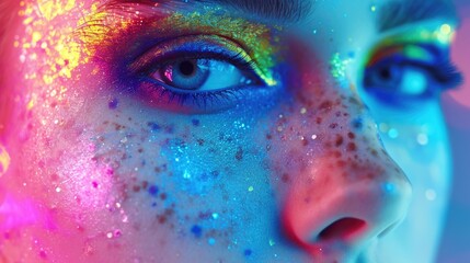 Canvas Print - Woman's face with glitter. Perfect for makeup tutorials and beauty-themed content