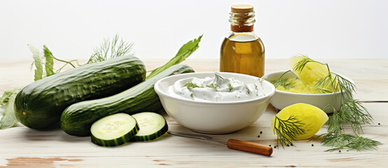 Poster - Fresh and Healthy Greek Yogurt Dip with Cucumber and Dill: A Delicious Vegetarian Snack.