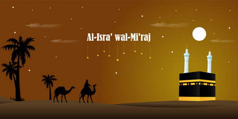 Vector illustration of Al Isra Wal Miraj social media feed template