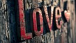 a wooden sign with the word love carved into it's letters