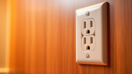 Wall switch Power Electrical socket, power plug electric on vinyl wallpaper interior.	