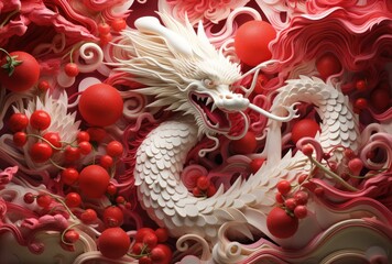 Wall Mural - Happy chinese new year 2024 the dragon zodiac sign