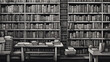 Rows of neat bookshelves