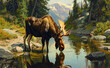 © Digitalphoto 4U - Moose drinking water in the river