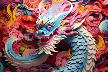 Wall Mural - Happy chinese new year 2024 the dragon zodiac sign