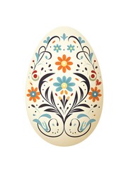 Wall Mural - Cartoon Style Easter Egg in ivory Colors on a white Background. Easter Illustration with Copy Space