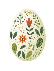 Wall Mural - Cartoon Style Easter Egg in khaki Colors on a white Background. Easter Illustration with Copy Space