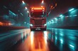 truck highway tracking tracing logistics digital overlay depth of field glow white motion 