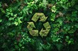 © Hugo - conceptual image of recycling, green fern and plants on green ground with a circularity symbol made out of green plants