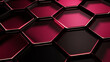 A well-ordered hexagonal background in magenta contrasts with black.
