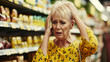© Kondor83 - Middle aged woman shocked with high prices in supermarket