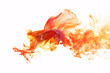 Abstract swirls of orange and red smoke on white background