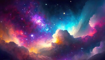 Colourful Space Galaxy Cloud Nebula. Starry Night Cosmos. Supernova Background Wallpaper